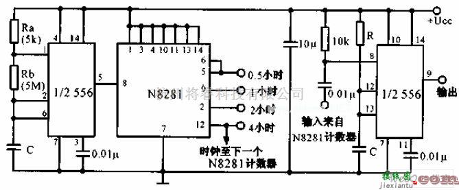 定时控制中的4小时顺序定时器电路图  第1张