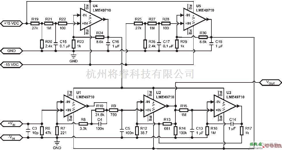 增益可调放大电路中的有源/无源唱头前置放大器电路图  第1张