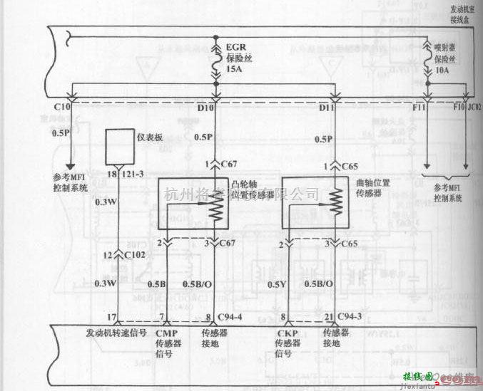 现代中的现代索那塔轿车V6发动机燃油喷射系统电路图二  第1张