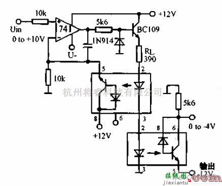模拟电路中的直流－直流光电隔离器电路图  第1张