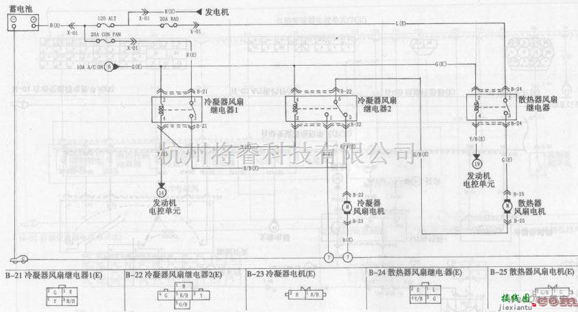 东风中的东风悦达起亚千里马轿车冷却系统电路图  第1张