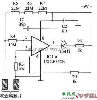 开关电路中的双触片电阻桥触摸开关电路图  第2张