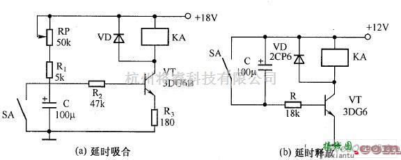 继电器控制中的晶体管时间继电器电路图  第1张