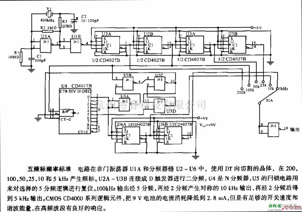 多种频率信号中的五频标频率标准电路图  第1张