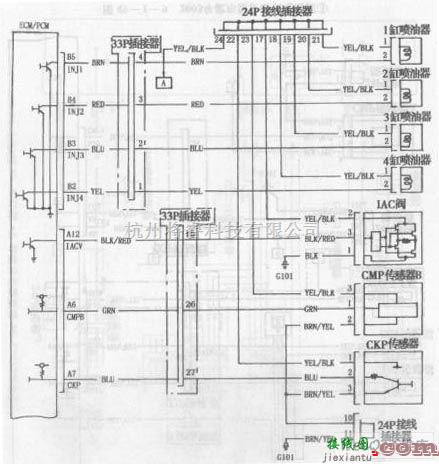 本田中的雅阁轿车2003年款车型发动机电路图一  第1张