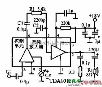 集成音频放大中的亚控4W音频放大器电路图  第1张