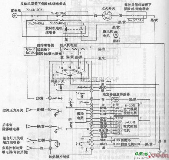 本田中的雅阁轿车暖风系统电路图  第1张