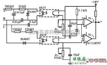 保护电路中的一种用于三相三线制电源缺相保护电路图  第1张