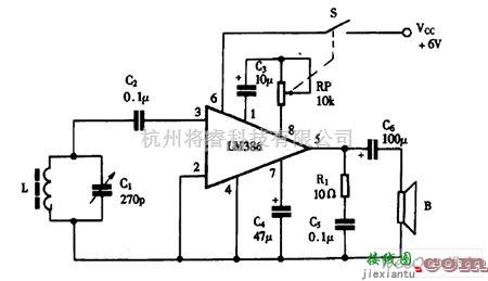 语音电路中的巧用LM386作单片收音机电路图  第1张