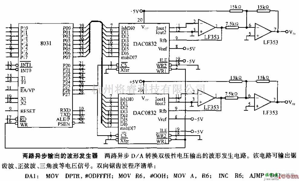 脉冲信号产生器中的两路异步输出的波形发生器电路图  第1张