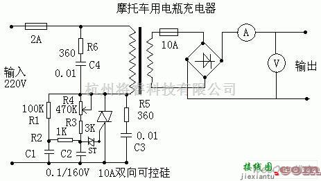 充电电路中的6V到24V摩托车电瓶充电器电路图  第1张