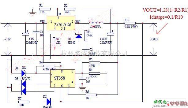 稳压电源中的用2576+358+稳压管的方案电路原理图  第1张