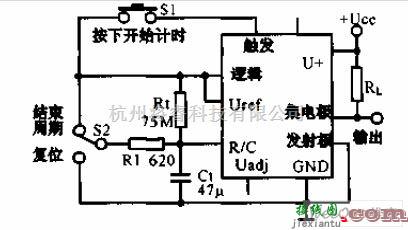 定时控制中的带有结束开关的1小时定时器电路图  第1张