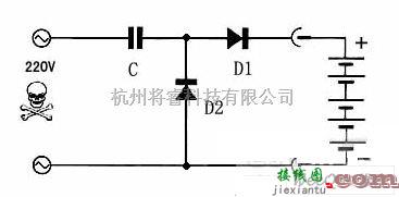 充电电路中的三个元器件组成的简单镍镉电池充电电路图  第1张