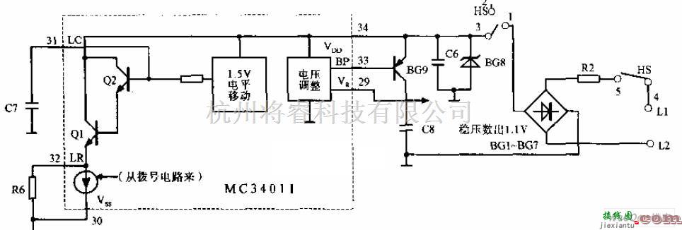 综合电路中的MC34011稳压电路图  第1张