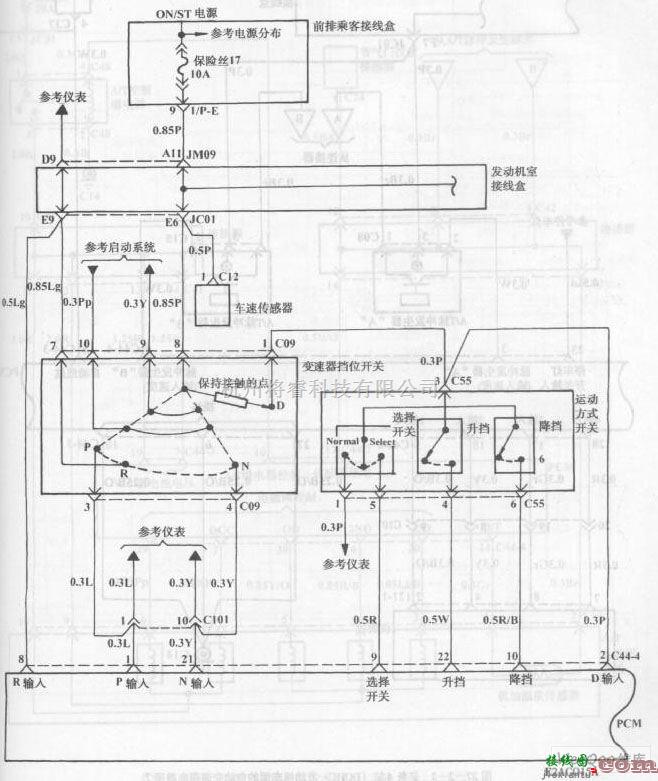现代中的现代索那塔轿车装备4缸发动机车型的自动变速器电路图一  第1张