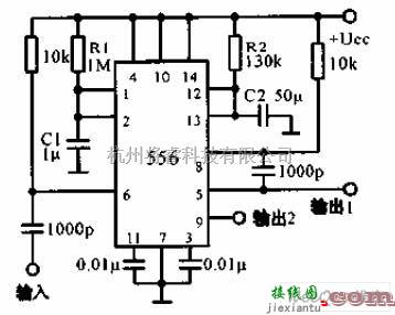 定时控制中的利用556构成的顺序定时器电路图  第1张