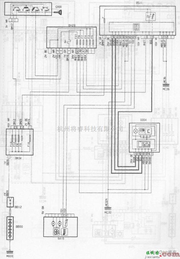 东风雪铁龙中的神龙毕加索2.0L轿车数字钟/车外温度电路图  第1张