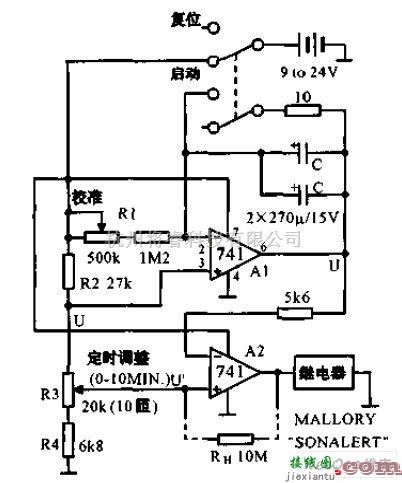 定时控制中的准确度为1秒的0-10分钟定时器电路图  第1张