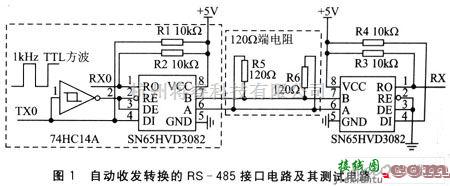 接口电路中的自动收发转换的RS-485接口电路及测试电路图  第1张