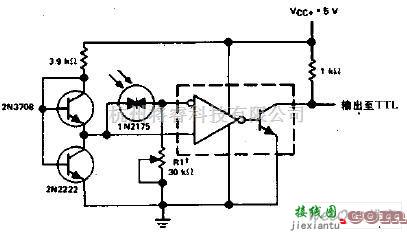 光敏二极管、三极管电路中的精密光二极管比较器电路图  第1张