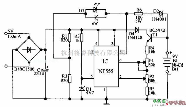 充电电路中的自动Ni－Cd电池充电器电路图  第1张