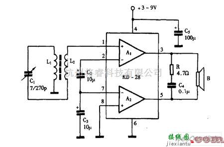 语音电路中的巧用KD-28做单片收音机电路图  第1张