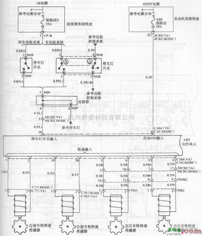 现代中的现代索那塔轿车防抱死制动系统/牵引力控制系统电路图一  第1张