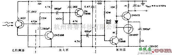 光电接收电路中的与50kHz调频发射机配用的接收机电路图  第1张