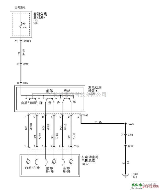 奥迪中的翼虎2005电动座椅电路图  第1张