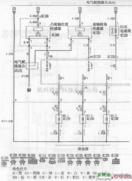 三菱中的北京帕杰罗越野车发动机电控系统（M/T）电路图二  第1张