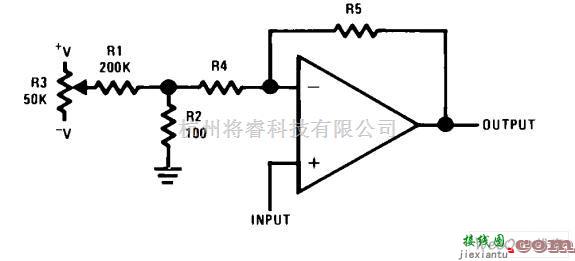 对数/跨导放大电路中的偏移电压调整非反相放大器电路图  第1张