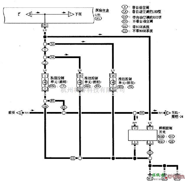日产中的尼桑A32-EL车内灯电路图三  第1张