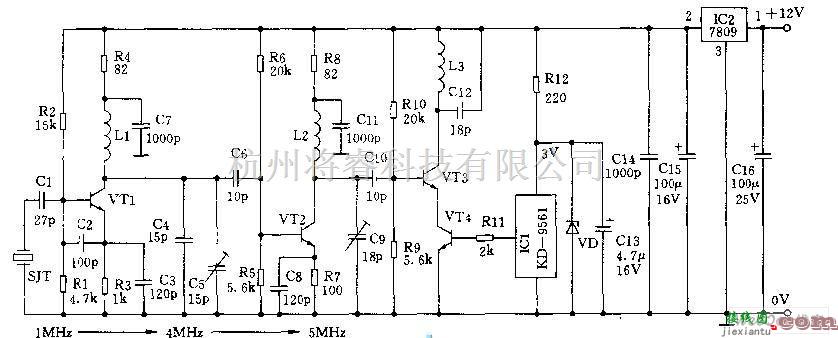 视频放大中的晶振稳频的调频电路图  第1张