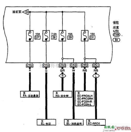 日产中的尼桑A32-EL供电电路图九  第1张