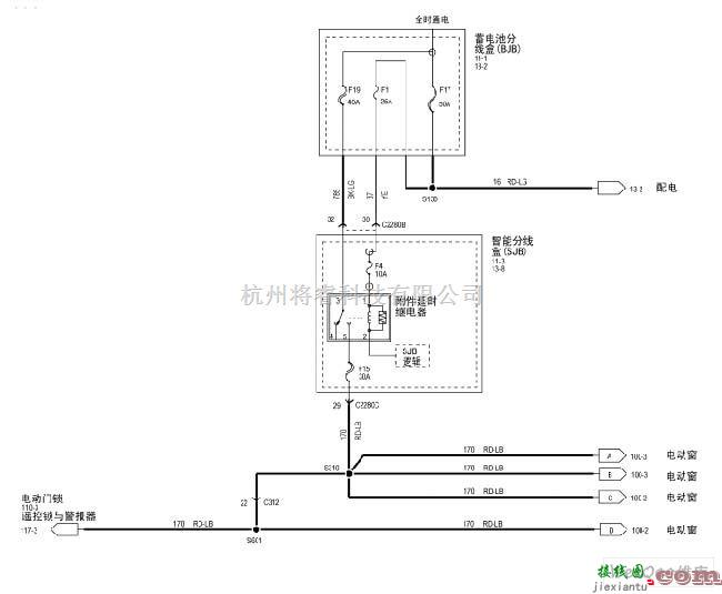 奥迪中的翼虎2005电动窗电路图  第1张