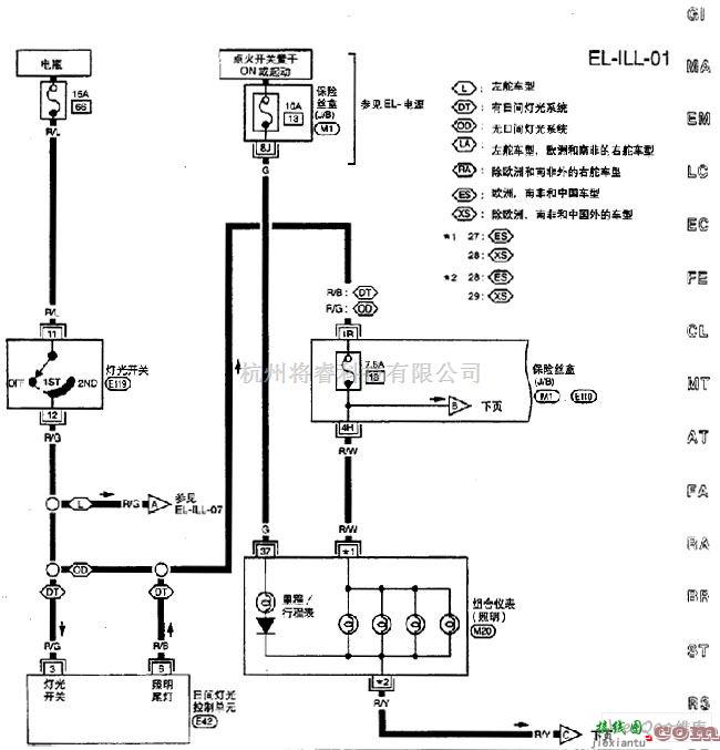 日产中的尼桑A32-EL照明电路图一  第1张