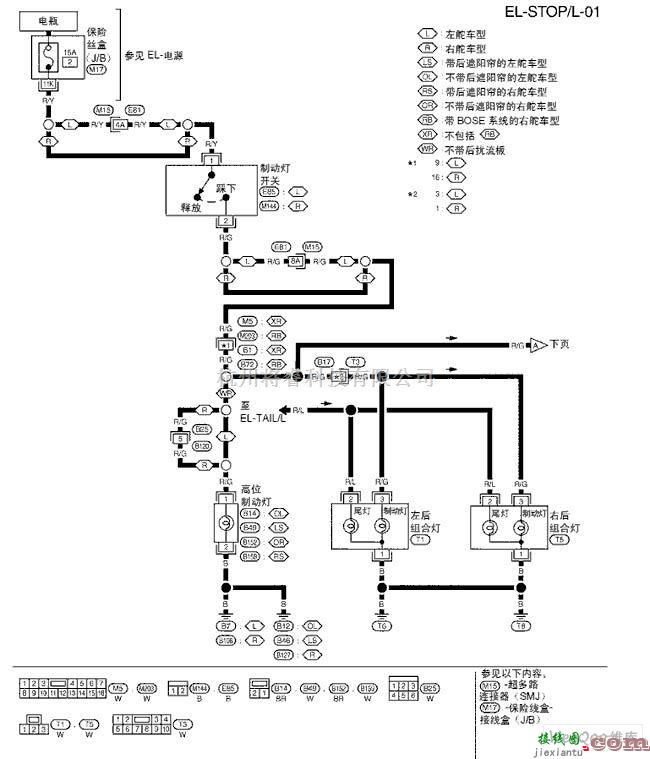 日产中的天籁A33-EL制动灯电路图一  第1张