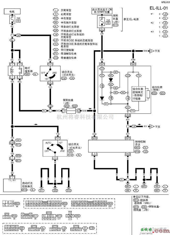 日产中的天籁A33-EL照明电路图一  第1张