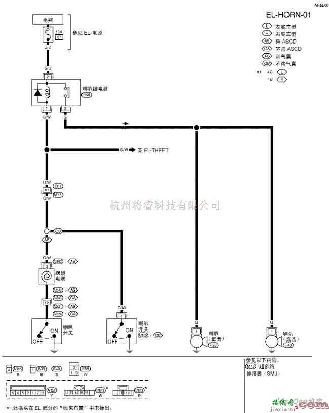 日产中的天籁A33-EL喇叭电路图  第1张