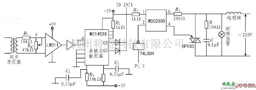 综合电路中的过零检测移相触发驱动电路图  第1张