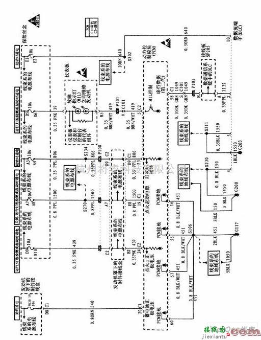 别克中的上海别克发动机控制部分电路图  第1张