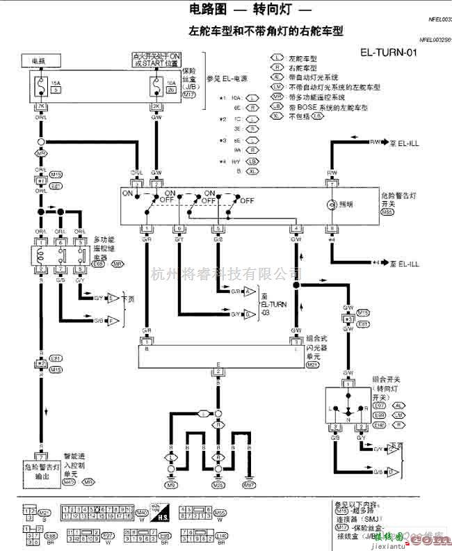 日产中的天籁A33-EL转向灯电路图一  第1张