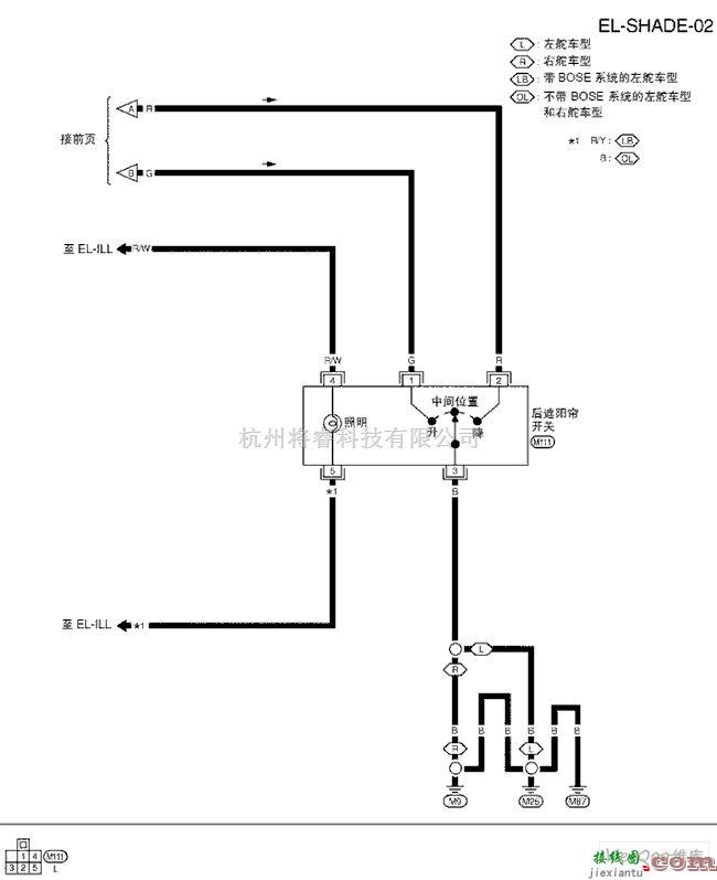 日产中的天籁A33-EL后遮阳帘电路图二  第1张