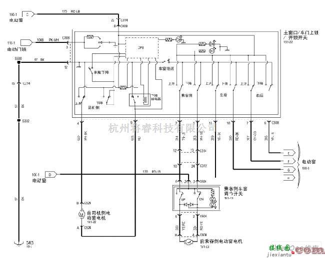 奥迪中的翼虎2005电动窗电路图一  第1张