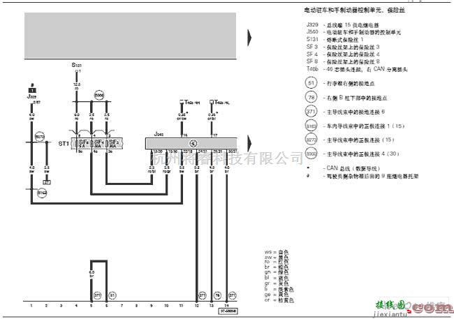 奥迪中的奥迪A6-电子驻车和手制动器的电路图一  第1张