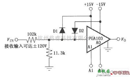 仪表放大器中的宽输入电压范围放大器电路图  第1张