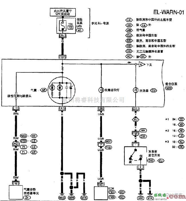 日产中的尼桑A32-EL警告灯电路图一  第1张