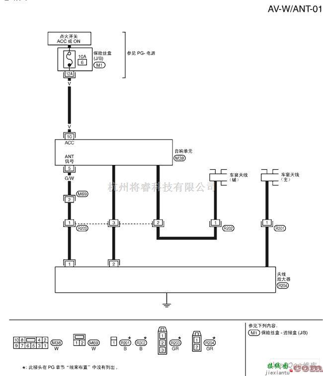 日产中的NISSAN新天籁音响天线电路图  第1张