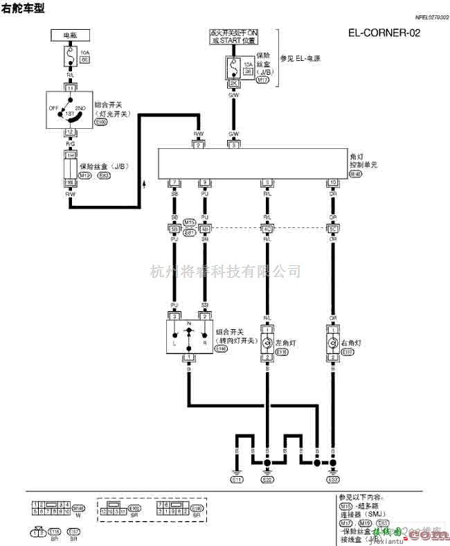 日产中的天籁A33-EL角灯电路图二  第1张